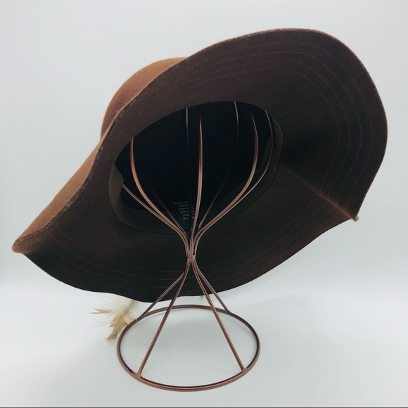 WOMENS CHOCOLATE BROWN WOOL FLOPPY HAT ONE SIZE FITS ALL - Picture 4 of 9